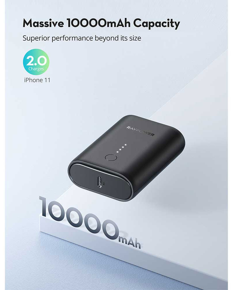 RAVPower-Power-Bank-10000mAh-2-Port-18W-MFi-PD-Pioneer-PD-QC-RP-PB206-Black-1